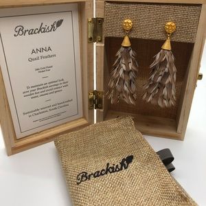 Brackish Anna Quail Feathers Statement Earrings